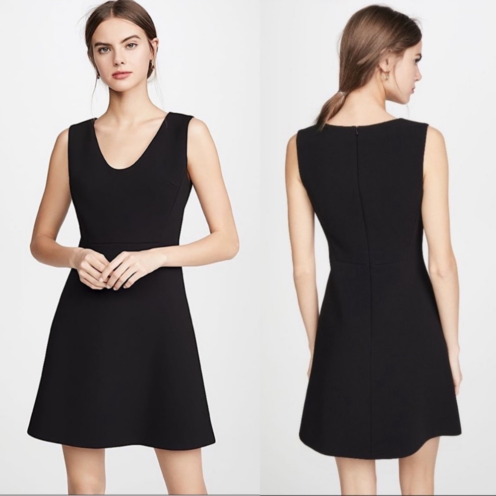 NWT Theory Scoop Flounce Dress in Black Crepe